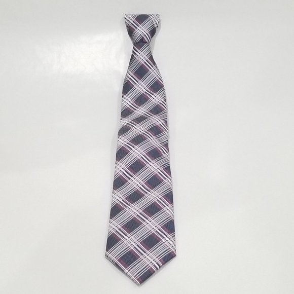 Stafford - Plaid Tie - Navy Pink and White - Picture 2 of 9